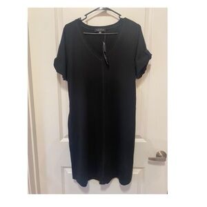 August Silk Classic Black V-Neck Top